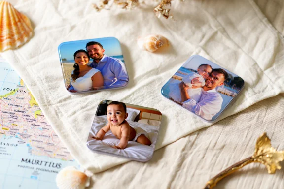 Custom photo magnets showcasing vibrant colors and quality.
